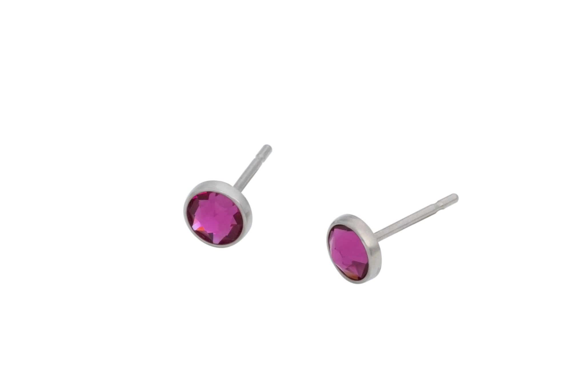 Fuchsia Swarovski Crystal Bezels (Pure Titanium Post Earrings)