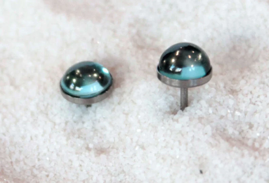 London Blue Topaz Bezel Gemstones, Large (Niobium or Titanium Post Earrings)