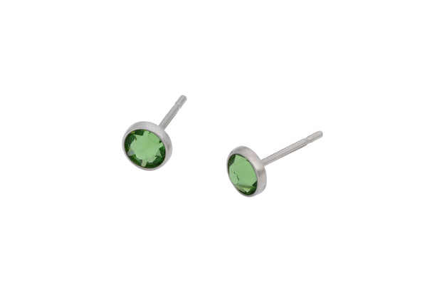 Peridot Crystal Bezels (Nickel Free Pure Titanium Stud Earrings)