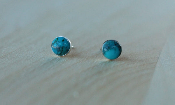 Turquoise Bezel Gemstone (Titanium or Niobium Studs for sensitive ears) - Pretty Sensitive Ears