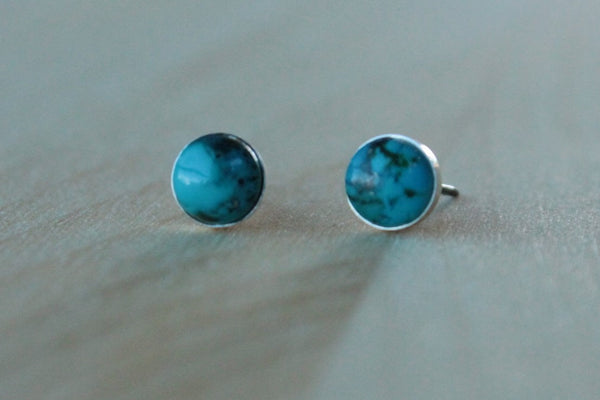 Turquoise Bezel Gemstone (Titanium or Niobium Studs for sensitive ears) - Pretty Sensitive Ears