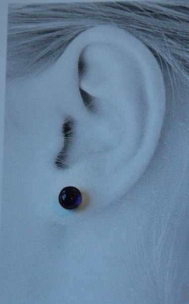 Amethyst Bezel Gemstones, Large (Niobium or Titanium Post Earrings) - Pretty Sensitive Ears