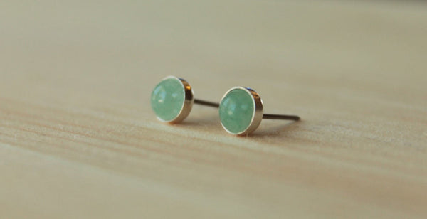 Aventurine Bezel Gemstones, Large (Niobium or Titanium Post Earrings) - Pretty Sensitive Ears