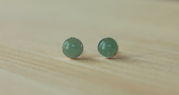 Aventurine Bezel Gemstones, Large (Niobium or Titanium Post Earrings) - Pretty Sensitive Ears