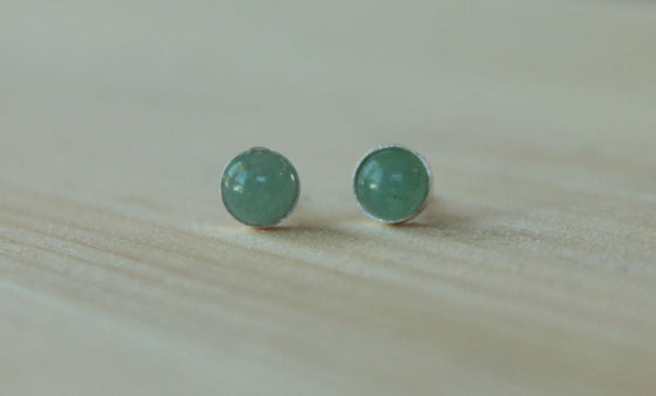 Aventurine Bezel Gemstones, Large (Niobium or Titanium Post Earrings) - Pretty Sensitive Ears