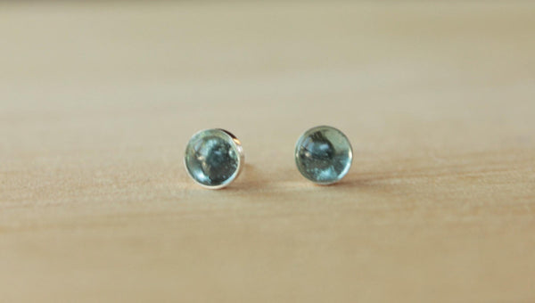 Sky Blue Topaz Bezel Gemstones, Large (Niobium or Titanium Post Earrings) - Pretty Sensitive Ears