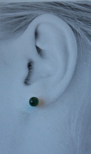 Emerald Bezel Gemstones, Med (Niobium or Titanium Post Earrings) - Pretty Sensitive Ears