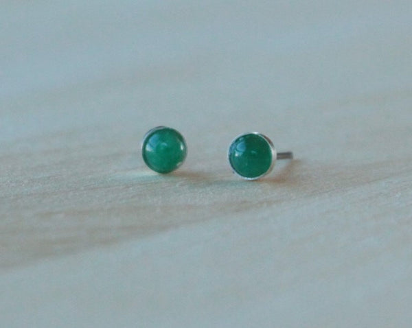 Emerald Bezel Gemstones, Small (Niobium or Titanium Post Earrings) - Pretty Sensitive Ears