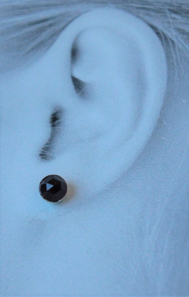 Rose Cut Rhodolite Garnet Bezel Gemstones, Large (Niobium or Titanium Post Earrings) - Pretty Sensitive Ears
