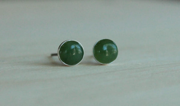 Nephrite Jade Bezel Gemstones, Large (Niobium or Titanium Post Earrings) - Pretty Sensitive Ears