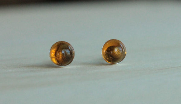 Citrine Bezel Gemstones, Large (Niobium or Titanium Post Earrings) - Pretty Sensitive Ears