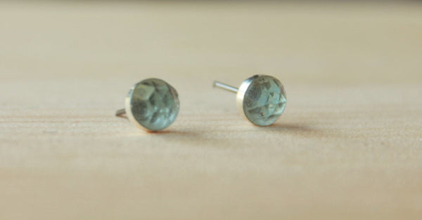 Rose Cut Sky Blue Topaz Bezel Gemstones, Large (Niobium or Titanium Stud Earrings) - Pretty Sensitive Ears