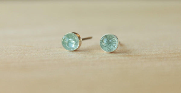 Sky Blue Topaz Bezel Gemstones, Med (Niobium or Titanium Post Earrings) - Pretty Sensitive Ears