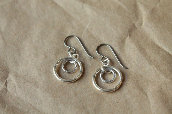 Pure Titanium Earrings / Hypoallergenic Hoop Earrings / Allergy Free Earrings Hoops - Small Double Silver Plated Hoop Dangle