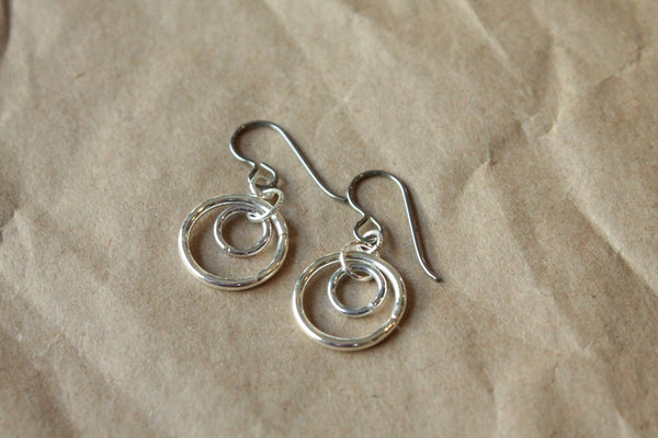 Pure Titanium Earrings / Hypoallergenic Hoop Earrings / Allergy Free Earrings Hoops - Small Double Silver Plated Hoop Dangle