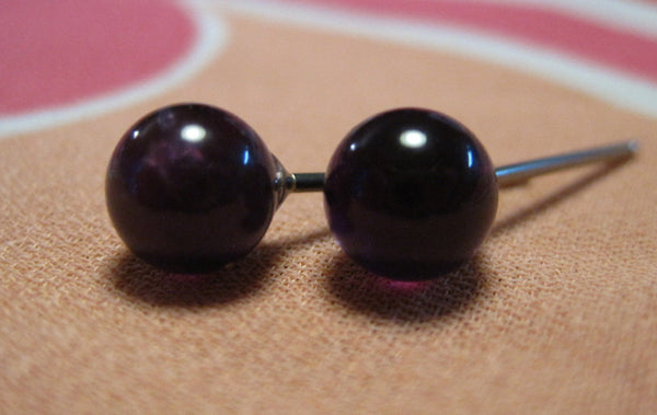 Amethyst Gemstone, Large (Niobium, Titanium, or Surgical Steel Stud Earrings) - Pretty Sensitive Ears