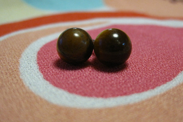 Tiger Eye Gemstones (Surgical Steel, Niobium, or Titanium Stud Earrings) - Pretty Sensitive Ears