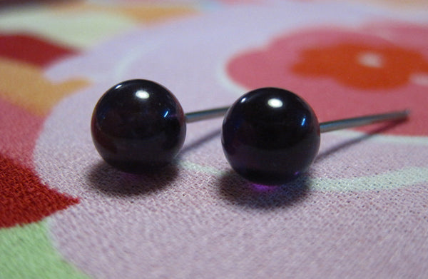 Amethyst Gemstone, Large (Niobium, Titanium, or Surgical Steel Stud Earrings) - Pretty Sensitive Ears
