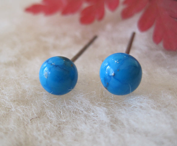 Turquoise Gemstones, Large (Niobium, Titanium, or Surgical Steel Stud Earrings) - Pretty Sensitive Ears
