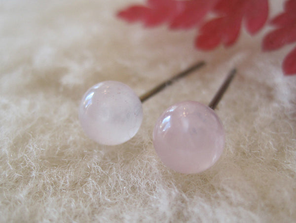 Rose Quartz Gemstones, Large (Surgical Steel, Niobium, Titanium Stud Earrings) - Pretty Sensitive Ears