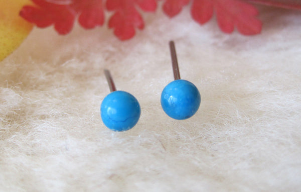 Turquoise Gemstones, Small (Titanium, Niobium, or Surgical Steel Stud Earrings) - Pretty Sensitive Ears