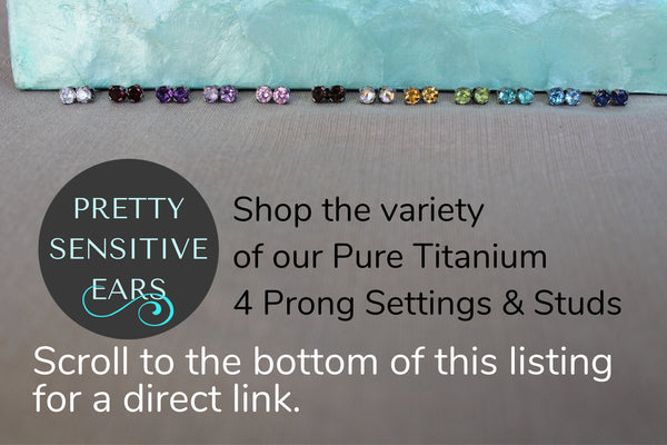 Pure Titanium Earrings Light Amethyst Facet Cut Hypoallergenic Nickel Free Studs