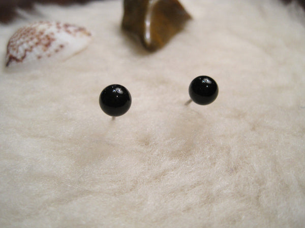 Black Onyx Gemstone, Large (Niobium, Titanium, Surgical Steel Stud Earrings) - Pretty Sensitive Ears