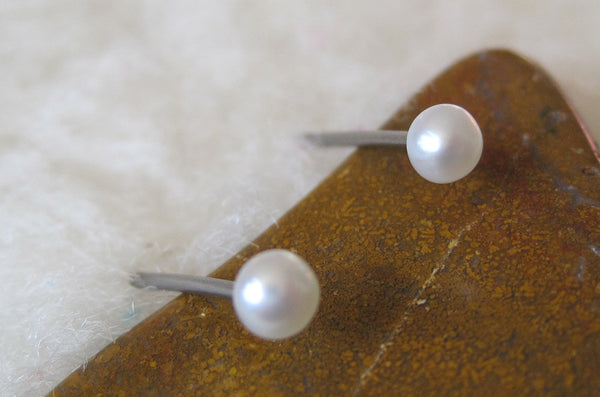 Tiny Classic Pearls (Surgical Steel, Niobium, Titanium Stud Earrings for Sensitive Ears) - Pretty Sensitive Ears