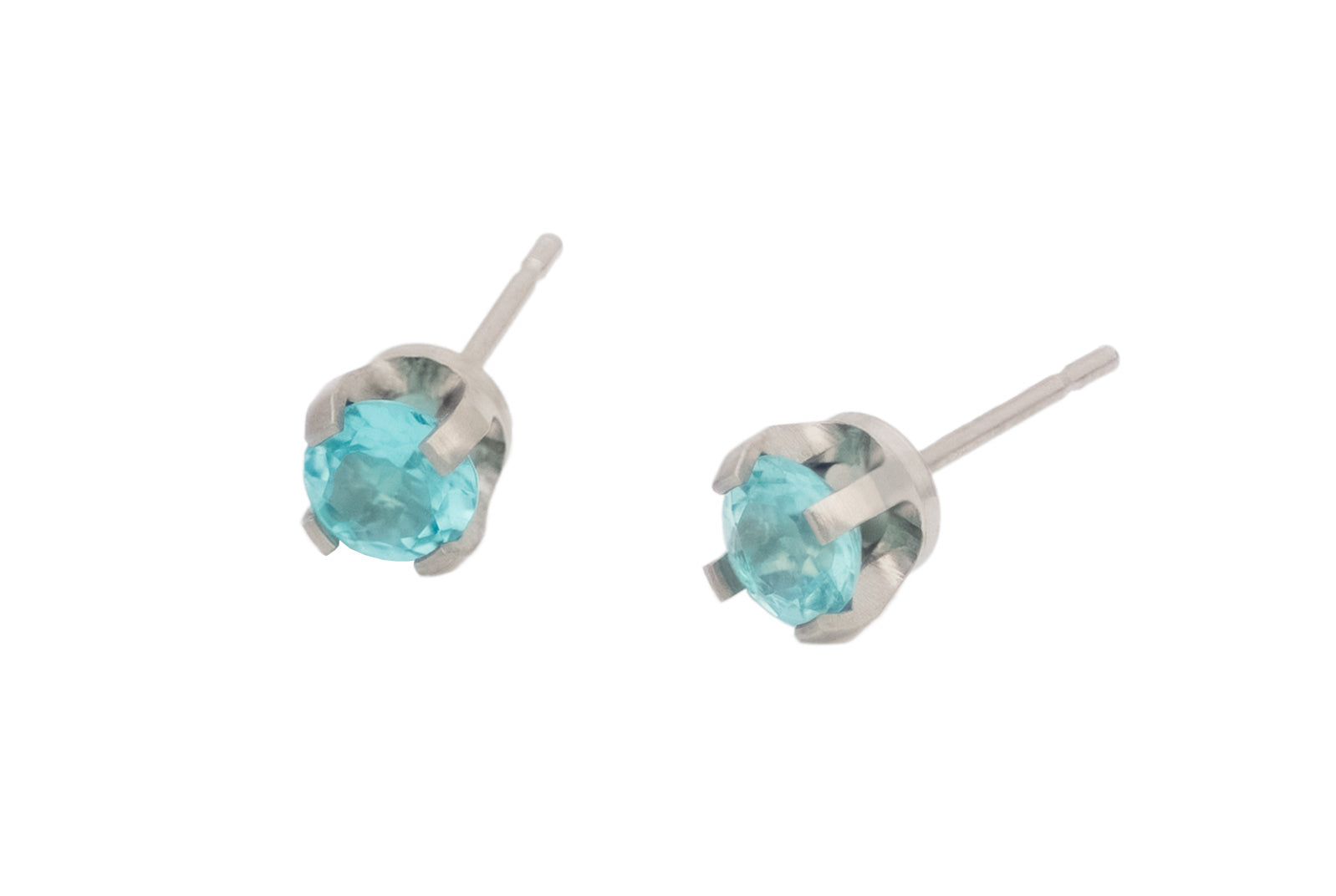 Pure Titanium Earrings Apatite Facet Cut Hypoallergenic Nickel Free Studs