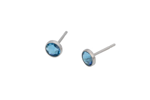 Aquamarine Crystal Bezels (Pure Titanium Post Earrings)