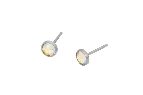 Citrine Shimmer Crystal Pure Titanium Stud Earrings
