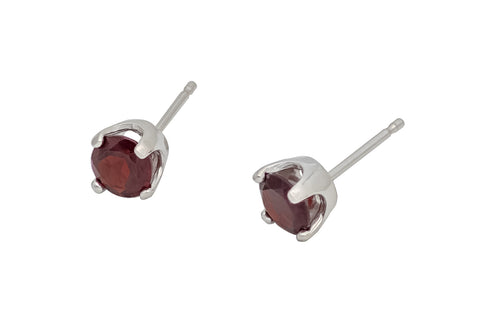 Garnet Faceted Gemstone Argentium Silver Stud Earrings