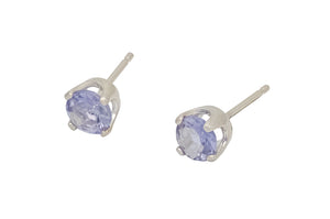 Iolite Faceted Gemstone Argentium Silver Stud Earrings