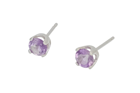Light Amethyst Faceted Gemstone Argentium Silver Stud Earrings