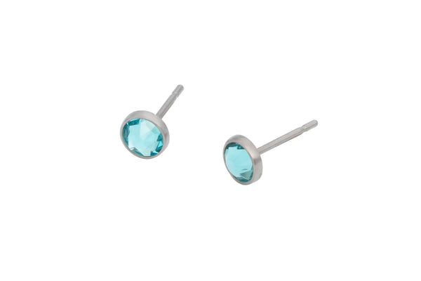 Light Turquoise Crystal Pure Titanium Stud Earrings