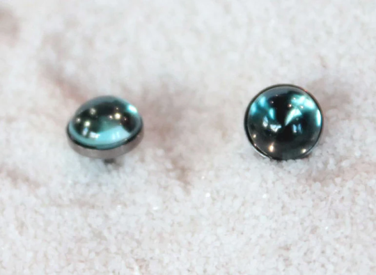 London Blue Topaz Bezel Gemstones, Large (Niobium or Titanium Post Earrings)