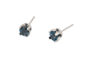 Pure Titanium Earrings London Blue Topaz Facet Cut Hypoallergenic Nickel Free Studs