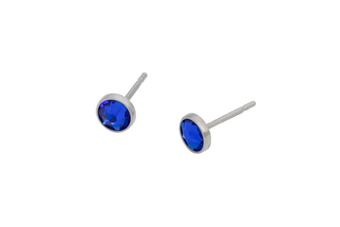 Majestic Blue Crystal Pure Titanium Stud Earrings