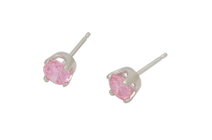 Pink Cubic Zirconia Argentium Silver Stud Earrings