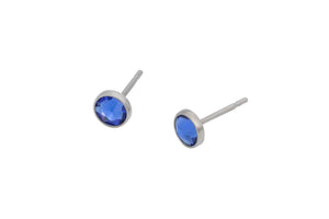 Sapphire Blue Crystal Pure Titanium Stud Earrings