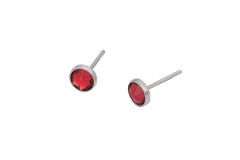 Scarlet Red Crystal Pure Titanium Stud Earrings