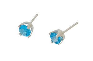 Swiss Blue Topaz Faceted Gemstone Argentium Silver Stud Earrings