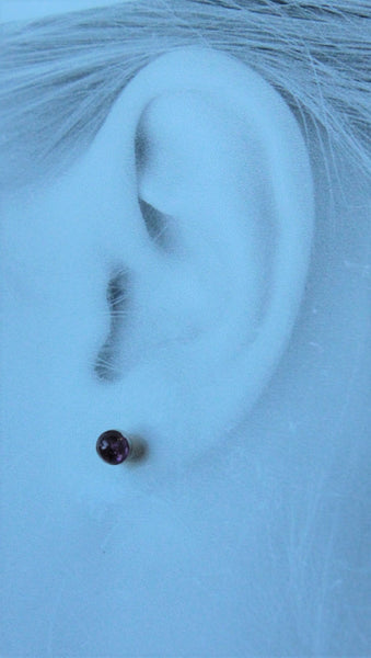 Pink Tourmaline Bezel Gemstones, Small (Niobium or Titanium Post Earrings) - Pretty Sensitive Ears
