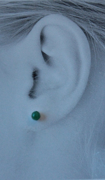 Emerald Bezel Gemstones, Small (Niobium or Titanium Post Earrings) - Pretty Sensitive Ears