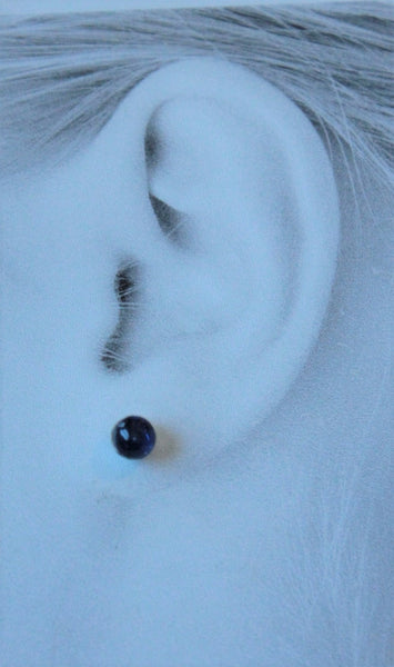 Kyanite Bezel Gemstones, Med (Niobium or Titanium Post Earrings) - Pretty Sensitive Ears