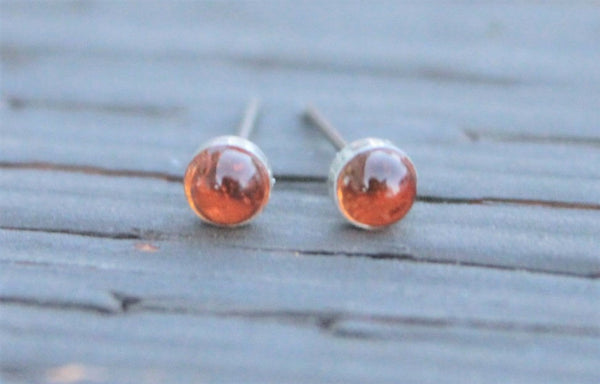 Citrine Bezel Gemstones, Small (Niobium or Titanium Post Earrings) - Pretty Sensitive Ears