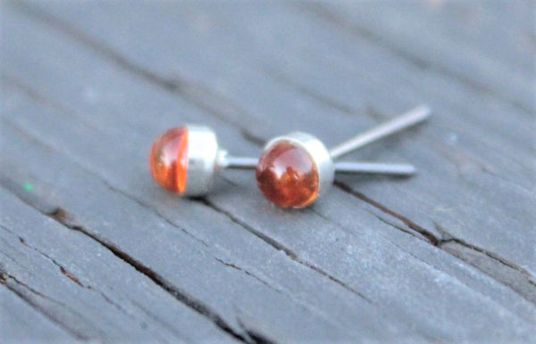 Citrine Bezel Gemstones, Small (Niobium or Titanium Post Earrings) - Pretty Sensitive Ears
