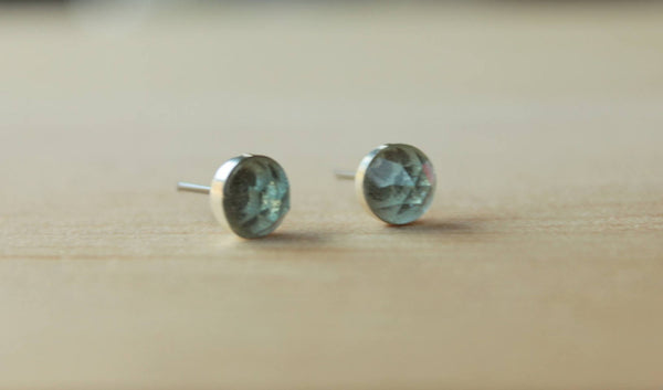 Rose Cut Sky Blue Topaz Bezel Gemstones, Large (Niobium or Titanium Stud Earrings) - Pretty Sensitive Ears