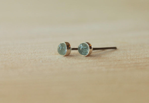 Sky Blue Topaz Bezel Gemstones, Small (Niobium or Titanium Post Earrings) - Pretty Sensitive Ears