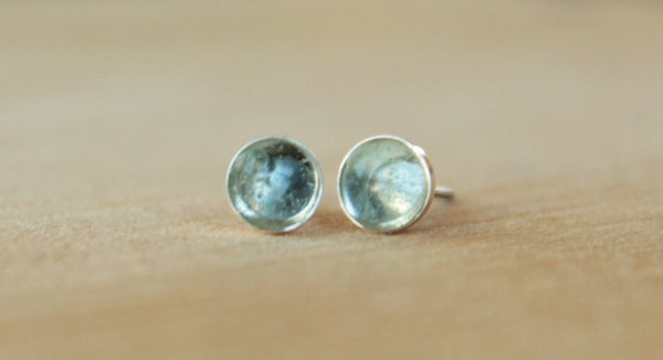 Sky Blue Topaz Bezel Gemstones, Large (Niobium or Titanium Post Earrings) - Pretty Sensitive Ears